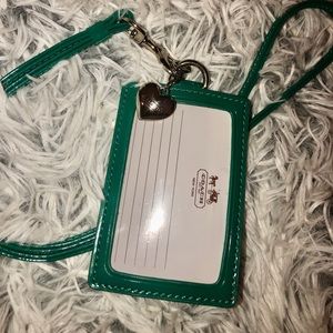 Green coach card lanyard